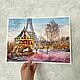Magical Christmas Paris winter snow city watercolor painting. Pictures. marselart. Online shopping on My Livemaster.  Фото №2