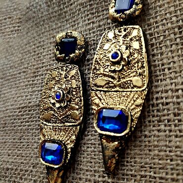 Украшения ручной работы. Ярмарка Мастеров - ручная работа Серьги Скифское золото. Киммерия, синий.. Handmade.