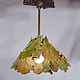 Ceramic lamp handmade `a Bouquet of oak leaves`. Openwork ceramic and ceramic floristry Elena Zaichenko
