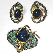 Украшения handmade. Livemaster - original item Scat set with sapphires and emeralds. Handmade.