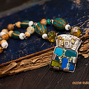 Ожерелье "Гранатовая страсть" (медь, шерсть, лэмпворк, гранат)