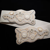 Аксессуары handmade. Livemaster - original item Belt white wide beads mother of pearl Swarovski 