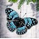 Брошь из бисера Бабочка. Бирюзовый цвет. Ручная работа, Брошь-булавка, Воронеж,  Фото №1