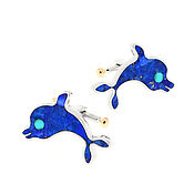 Украшения handmade. Livemaster - original item Lapis Lazuli Dolphin CUFFLINKS. Cufflinks handmade.. Handmade.
