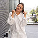 White Shirt in men's style size oversize linen with embroidery. Blouses. NATALINI. My Livemaster. Фото №7