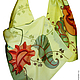 Шелковый Шарф Красный Цветок на Салатовом Авторский Батик. Шарфы. Irina Dorofeeva (artsilkscarves). Ярмарка Мастеров.  Фото №5