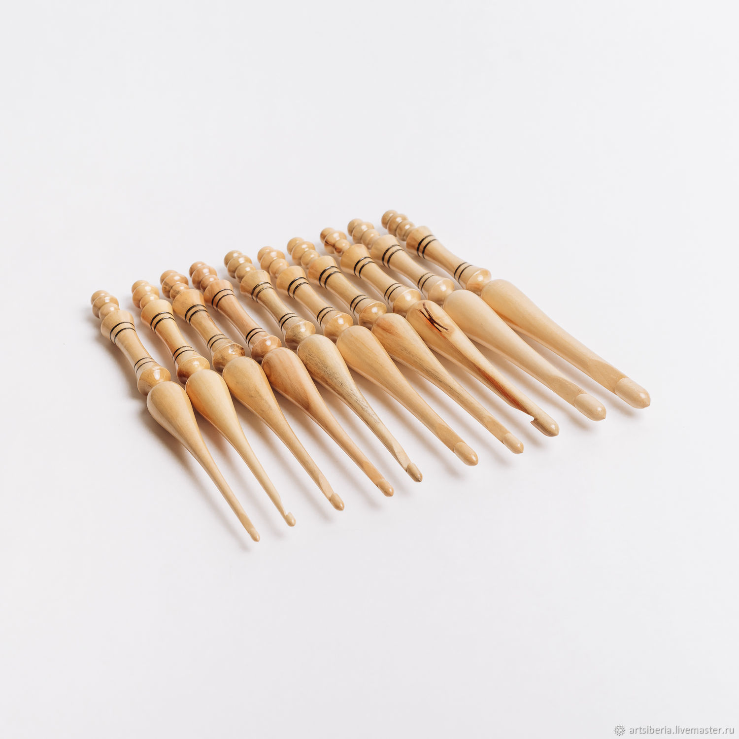 Набор деревянных крючков для вязания из древесины клена 10 штук. KN34 в .