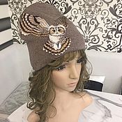 Вязаная шапка с совой
