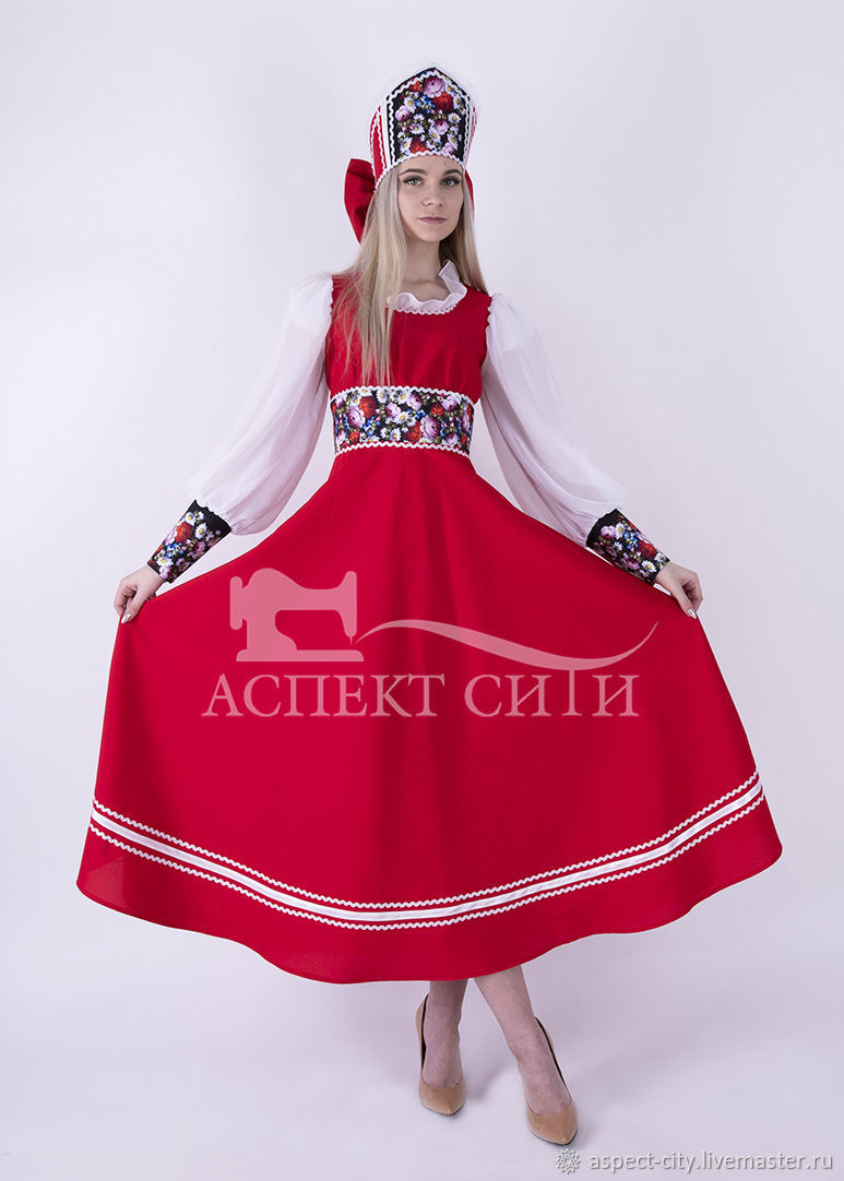 Костюм в русском стиле "Маруся" женский (платье, кокошник) купить в ...