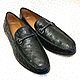 Men's moccasins made of genuine ostrich leather, in black, Moccasins, St. Petersburg,  Фото №1