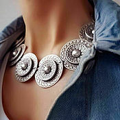 Украшения handmade. Livemaster - original item Silver Plated Boho Jewelry Bracelet Belt Choker Tika Slave. Handmade.