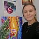 Картина маслом яркая новогодняя свеча в подарок арнамент на кухню. Картины. Марина Айдын. Ярмарка Мастеров.  Фото №11
