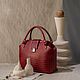 Bag L of dark red leather under the crocodile art. Four hundred eighty four, Valise, Moscow,  Фото №1