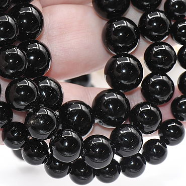 Материалы для творчества ручной работы. Ярмарка Мастеров - ручная работа Обсидиан натуральный черный бусины 8, 10 и 12 мм БНК-178. Handmade.