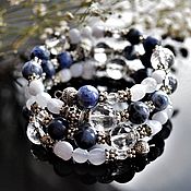 Bracelet made of sapphirine, sodalite and crystal 