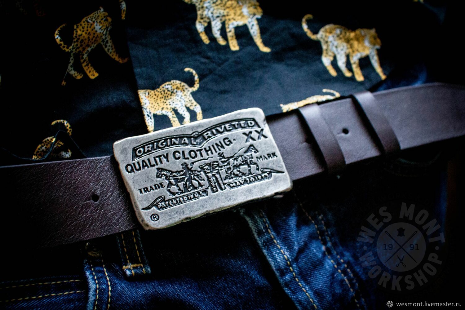 Ремень кожаный для джинсов WES MONT Коллекционная пряжка Levi's купить ...