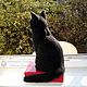 Кот экзот, чёрный котик валяный из шерсти –/ Cat. Войлочная игрушка. Шерстяной Зоопарк Наталья Львова. Ярмарка Мастеров.  Фото №5