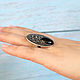 Nolin ring made of 925 sterling silver with oval black obsidian DD0001. Rings. Sunny Silver. My Livemaster. Фото №4