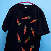 Одежда handmade. Livemaster - original item T-shirt cotton oversize carrot 2023 shiny carrot. Handmade.