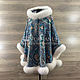 Order Poncho with fur from Pavlovsky Posad shawl 'Siberian beauty'. Olga Lavrenteva. Livemaster. . Ponchos Фото №3