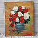 Painting Roses red and white, oil on canvas, 25 x 30. Pictures. Valeria. My Livemaster. Фото №4