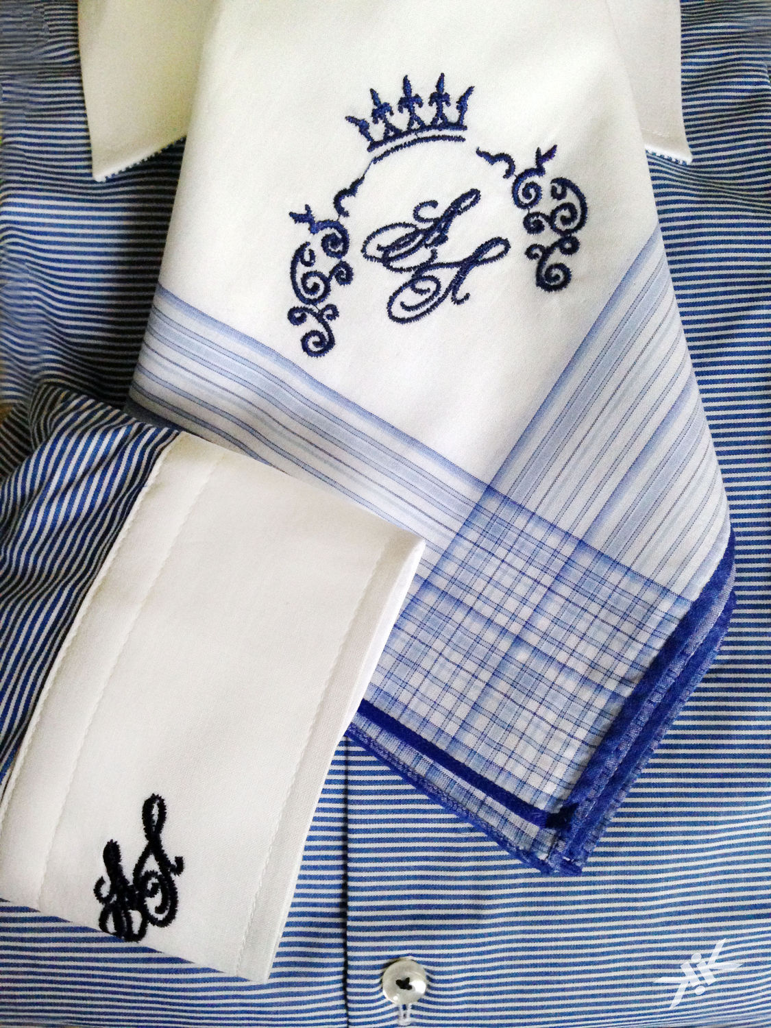 Embroidery of initials on mens shirt  monogram  shop online on