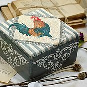 Для дома и интерьера handmade. Livemaster - original item Box rooster village life array decoupage. Handmade.