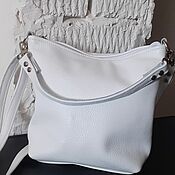 Сумки и аксессуары handmade. Livemaster - original item Leather bag. Crossbody bag. Hobo small. white. Handmade.