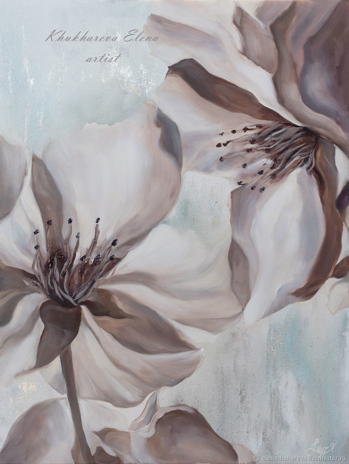 Большая картина цветы Сакура маслом на холсте 80х60 см в интернет ...