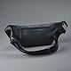 Men's leather waist bag 'Sigma' (Dark gray). Waist Bag. DragonBags - Rucksack leather. My Livemaster. Фото №4