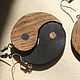Серьги Инь Ян, дерево, дуб и венге. Серьги классические. Yantra Wood. Ярмарка Мастеров.  Фото №4