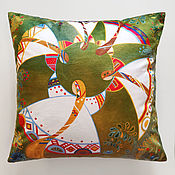 Русский стиль handmade. Livemaster - original item Folk Souvenirs: Round dance, Decorative devan pillow 40h40. Handmade.