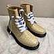 High-top boots made of ostrich leather, beige color!, Boots, St. Petersburg,  Фото №1