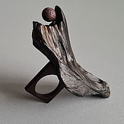 Украшения handmade. Livemaster - original item Wabi-sabi Cocktail Ring from Driftwood. Handmade.