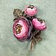 Brooch with handmade flowers, fabric, leather, cherry Dawn, bouquet. Brooches. ms. Decorator. My Livemaster. Фото №4