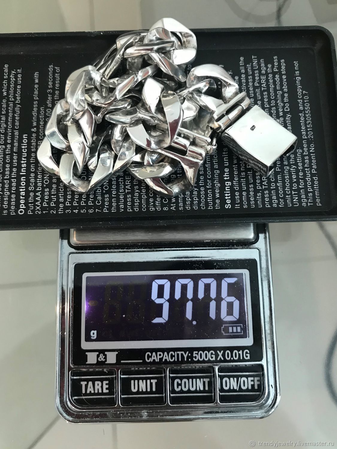 Мужской браслет серебряный массивный из 925 пробы Оригами