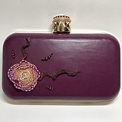 Сумки и аксессуары handmade. Livemaster - original item Purple clutch with oversized flower bead. Handmade.