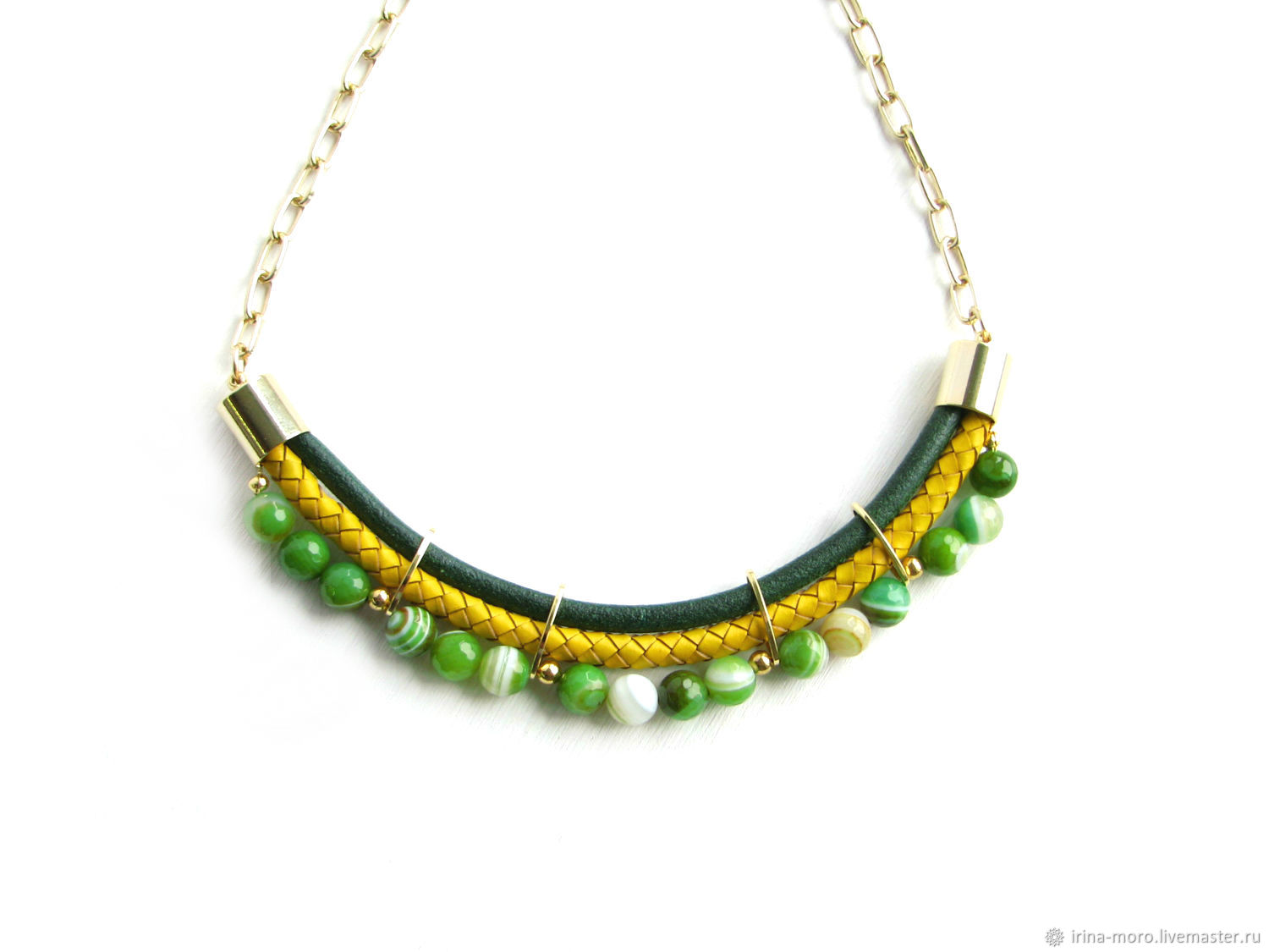 Green necklace 'Lollipops' beautiful necklace with natural stones, Necklace, Moscow,  Фото №1