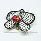 Barrette/brooch Orchid 'Fantasy polka dot' from polymer clay. Hairpins. Mozza-Flowers. Online shopping on My Livemaster.  Фото №2