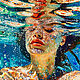 Яркая летняя интерьерная картина Девушка в море, Картины, Санкт-Петербург,  Фото №1