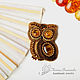 Brooch beaded with stone Forest owl brown gold. Brooches. Marina Brusinenko - Jevelry. Online shopping on My Livemaster.  Фото №2