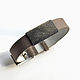 Кожаный браслет с вставкой из бисера Light Gray. Браслет из бусин. YourLeatherFriends. Интернет-магазин Ярмарка Мастеров.  Фото №2