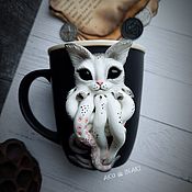 Посуда handmade. Livemaster - original item Cthulhu cat mug with polymer clay decor handmade. Handmade.
