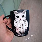 Посуда handmade. Livemaster - original item Cthulhu cat mug with polymer clay decor handmade. Handmade.