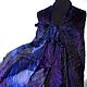Scarf silk black blue purple long women's scarf stole, Scarves, Tver,  Фото №1