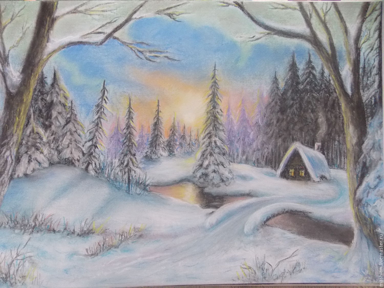 Зимний лес рисунок Борисов