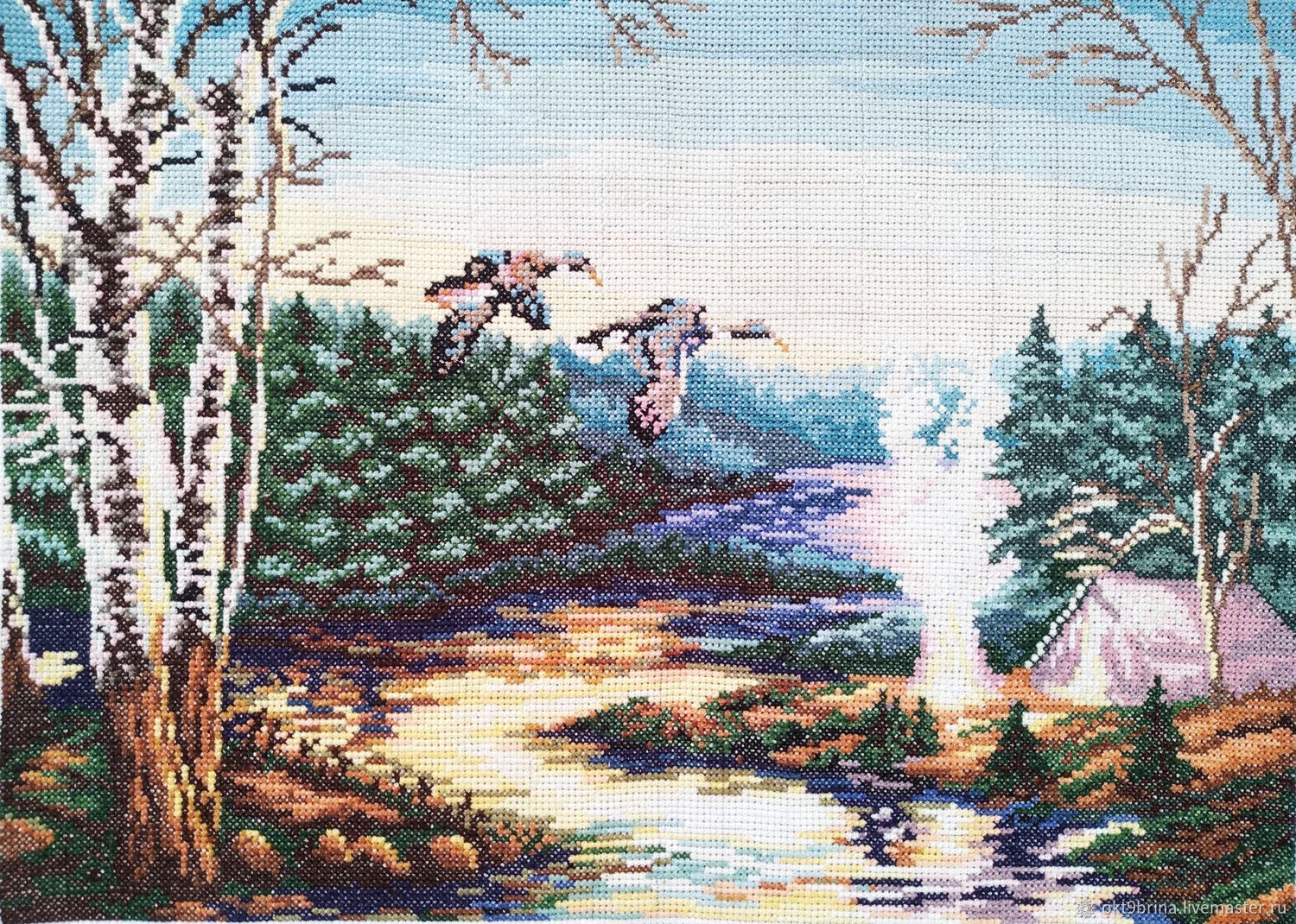 Схемы вышивок картины художников. Вышивка крестом пейзаж с утками. Вышивка бисером природа полная зашивка. Вышивка бисером схемы природа. Схемы для вышивки бисером полная зашивка.