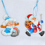 Сувениры и подарки handmade. Livemaster - original item A set of Christmas tree toys Santa Claus and Snow Maiden baby. Handmade.