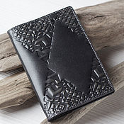 Сумки и аксессуары handmade. Livemaster - original item Black Grey Leather Passport Cover. Handmade.