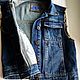 Denim vest with hand-painted. Vests. ArtelL. My Livemaster. Фото №4